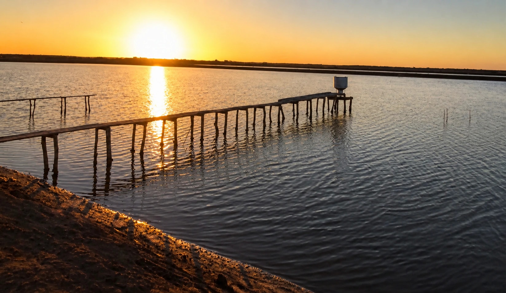 Sunset over the Kino shrimp farm