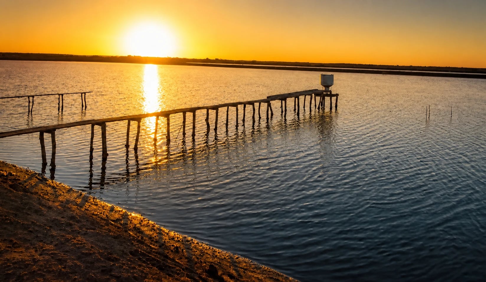 Sunset over the Kino shrimp farm
